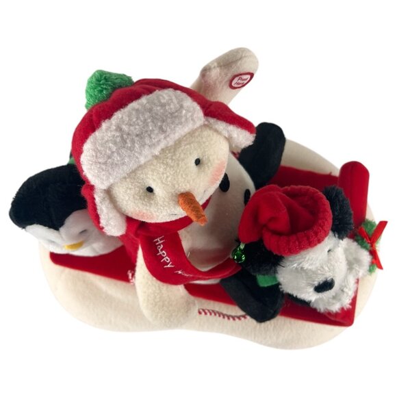Hallmark Jingle Pals Snowman Plush Penguin And Dog On Sled Musical Motion Works - Picture 7 of 9